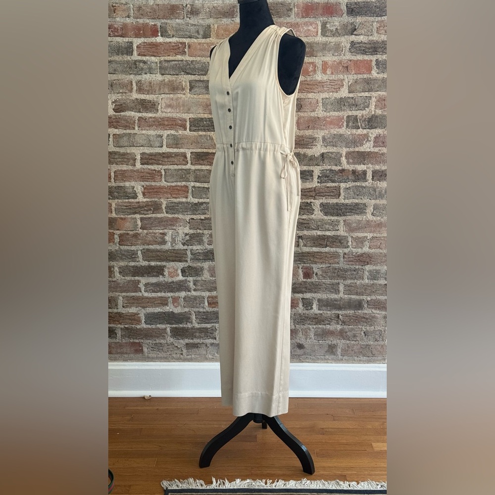 Marine Layer Beige Button-Front Jumpsuit